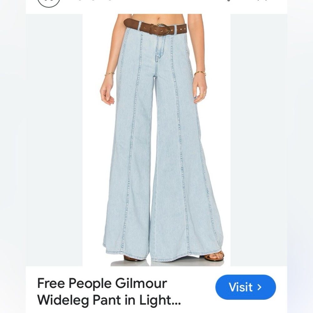 FREE PEOPLE GILMOUR Wide-Leg Light Denim  Jeans WOMENS 
SIZE 2